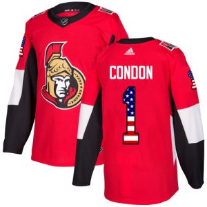 Herren Ottawa Senators Eishockey Trikot Mike Condon #1 Authentic Rot USA Flag Fashion